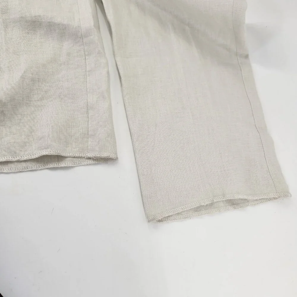 Modelcloth Volos Linen Trousers Mens 40 Light Sand Drawstring Pants Classic